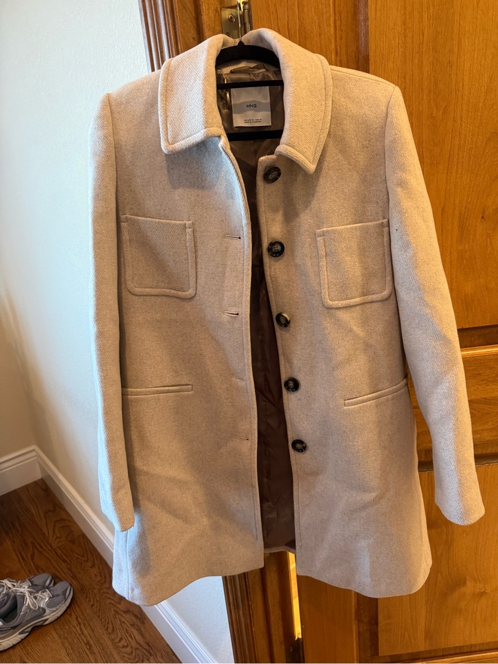 Mango Oatmeal Wool-Blend Button Coat